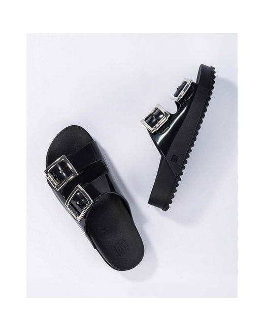 Zaxy Black Flat Sandals