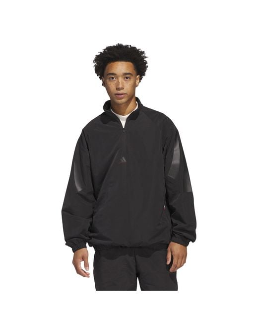 Adidas Black Basketball Half Zip Long Sleeve Windbreaker for men