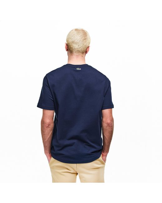 Lacoste Blue Large Croc Regular Fit T-Shirt for men