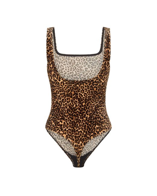 GOOD AMERICAN Brown Tank Velvet Bodysuit