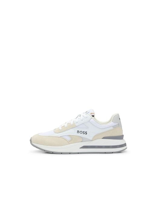 Boss White Kurt Running Trainers for men