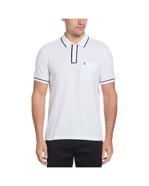 Original Penguin White Earl Organic Cotton Pique Polo Shirt for men
