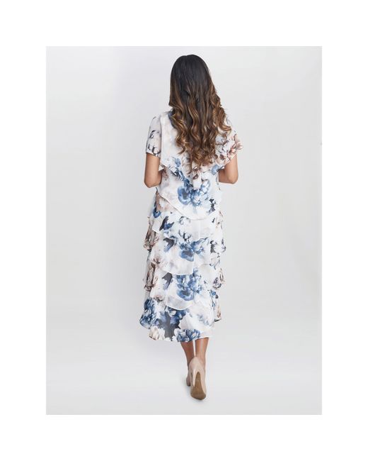 Gina Bacconi Blue Jocelyn Tier Jersey Dress