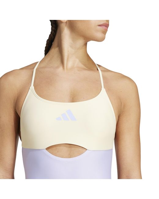 Adidas Blue Padded Colorblock X-Back Swimsuit