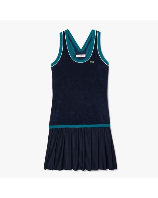 Lacoste Blue Slim-Fit Cross Back Terry Dress