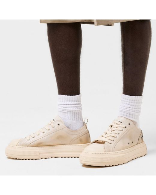DSquared² Natural Dsq Leather Berlin Low-Top Trainers for men