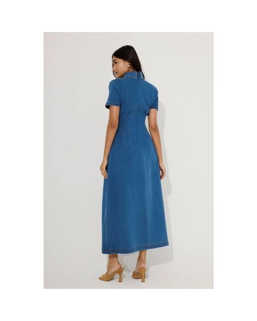 Odd Muse Blue Collar Long Maxi Dress