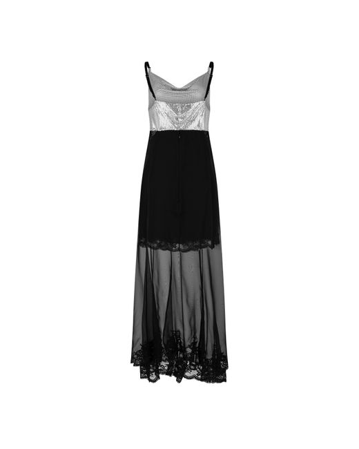 Rabanne Black Metallic Mesh Maxi Dress