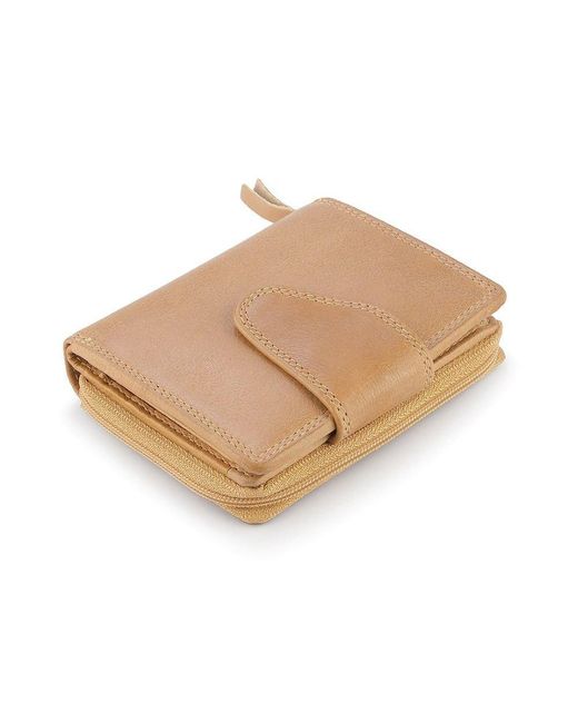 PRIMEHIDE Leather Natural Washed Cancun Small Trifold Purse Selena