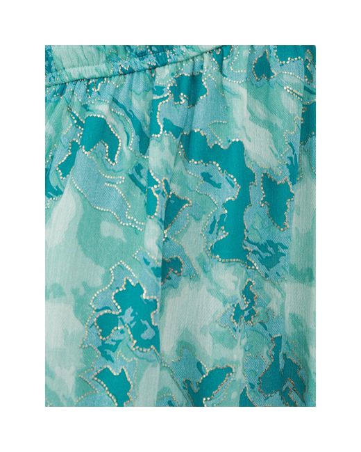 Lovedrobe Blue Abstract Print Maxi Sleeve Shirred Empire Waist Mini Dress