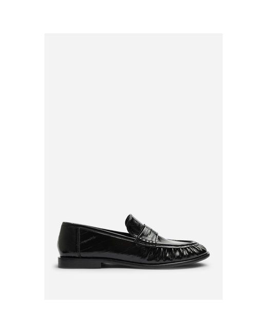 Where's That From Black Wheres Ruched Detail Flat Penny Loafers