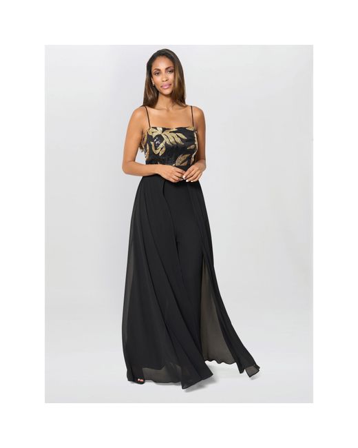 Gina Bacconi Black Fannie And Chiffon Jumpsuit