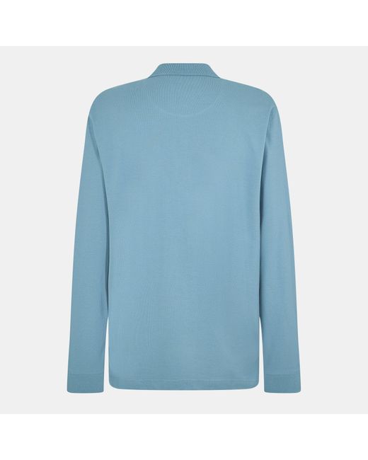 Farah Blue Long-Sleeve Polo Shirt for men