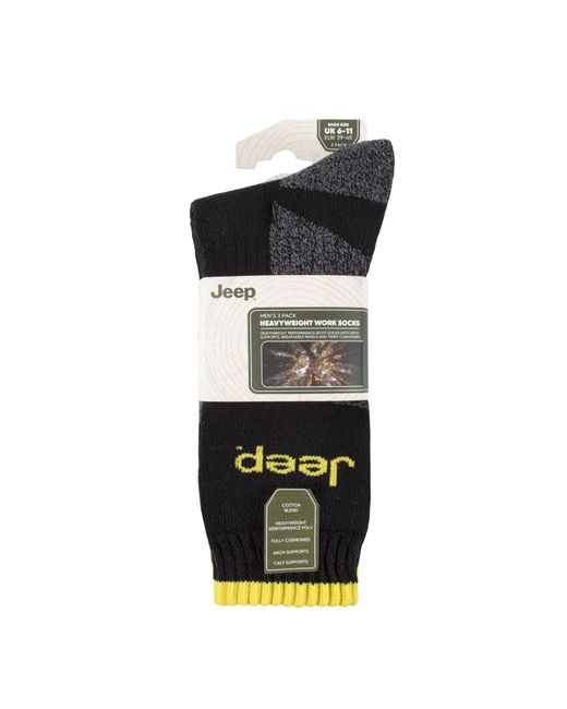 Jeep Black 3 Pack Work Boot Socks for men