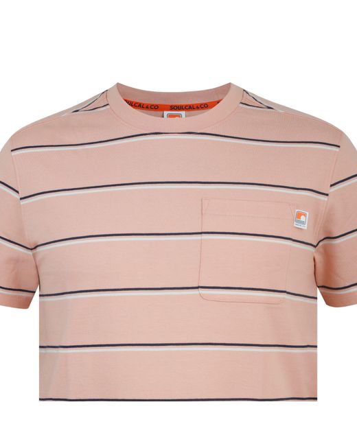 SoulCal & Co California Pink Soul Stripe Regular Fit T-Shirt for men