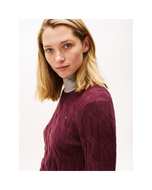 Tommy Hilfiger Purple Cable Knit Jumper