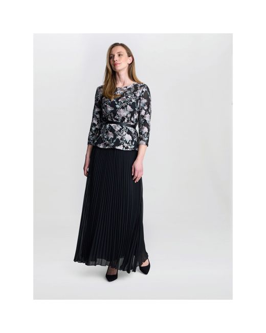 Gina Bacconi Blue Annie Long Pleated A Line Skirt