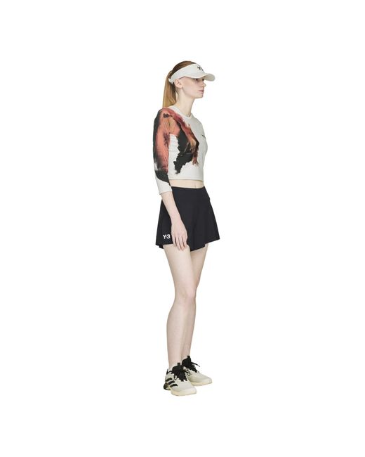 Y-3 White Tennis Pro Cropped Long Sleeve T-Shirt