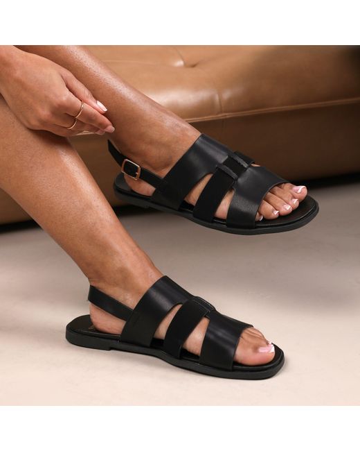 Where's That From Black Pu Uma Flat Sandals