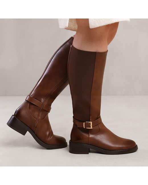 Where's That From Brown Micah Stretch Wide-Calf Knee High Boots