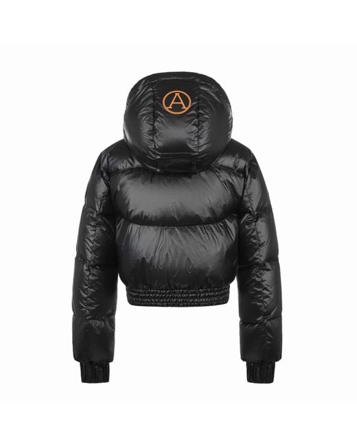 ARCTIC ARMY Black Yukon Cropped Hooded Funnel Neck Short Puffer Jacket