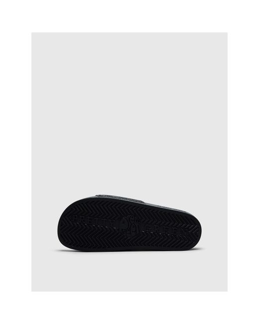 Pretty Green Black Pg Okala Embossed Pool Sliders for men