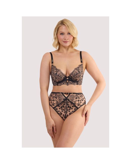 Playful Promises Black Cindy Floral Embroidery High Waist Thong
