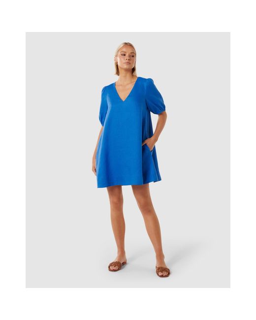 Forever New Blue Millie V Neck Swing Dress