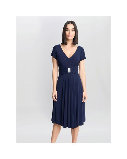 Gina Bacconi Blue Elsa Jersey Cocktail Dress