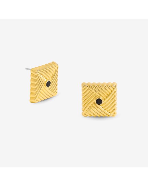 Jon Richard Metallic Plated Ridge And Jet Square Earrings