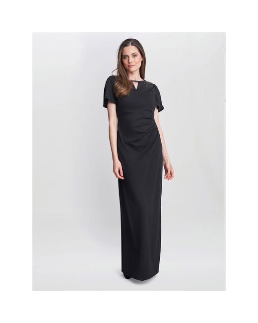 Gina Bacconi Blue Betsy Maxi Dress With Keyhole Neck