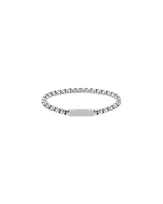 Lacoste White Lessentiel Stainless Steel Box Chain Bracelet for men