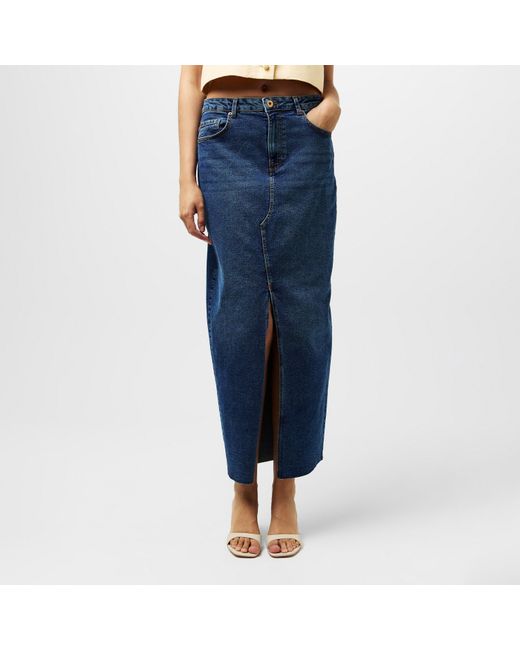 Pieces Blue Midi Skirt