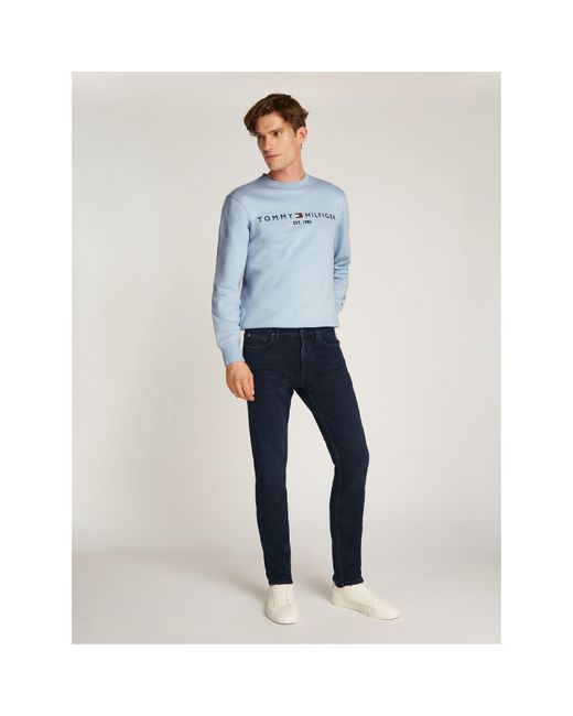 Tommy Hilfiger Blue Denton Whiskered Straight Leg Jeans for men