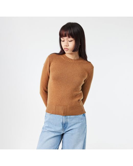 AMI Brown Knitted Crew Neck Jumper