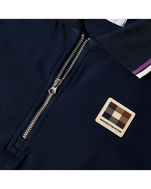 Aquascutum Blue Short Sleeve Polo Shirt for men