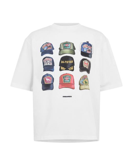 DSquared² White Dsq Cap Oversized T-Shirt for men