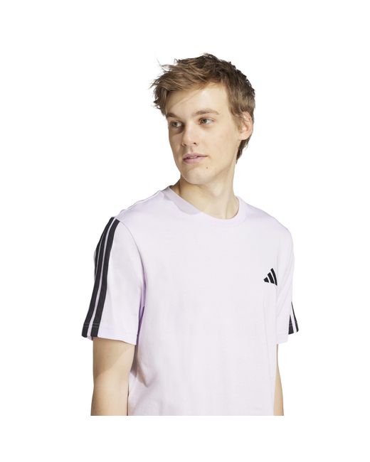 Adidas White Essentials 3-Stripes T-Shirt for men