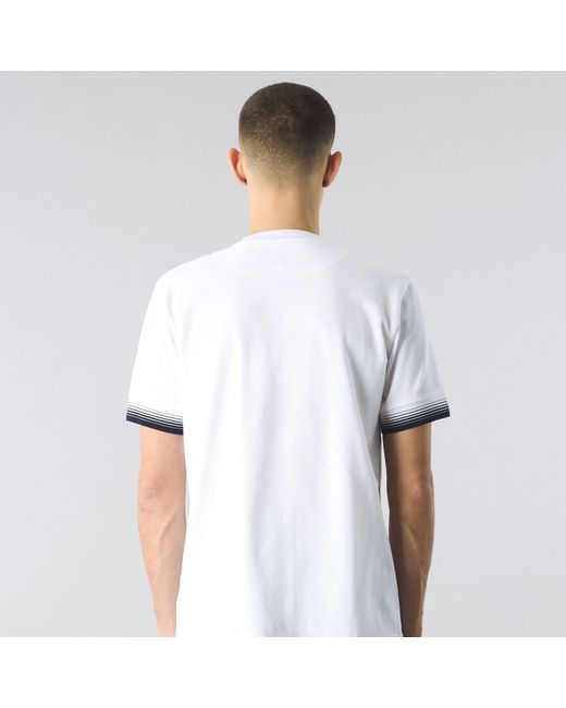 Pretty Green White Gradient Grandad Regular Fit T-Shirt for men
