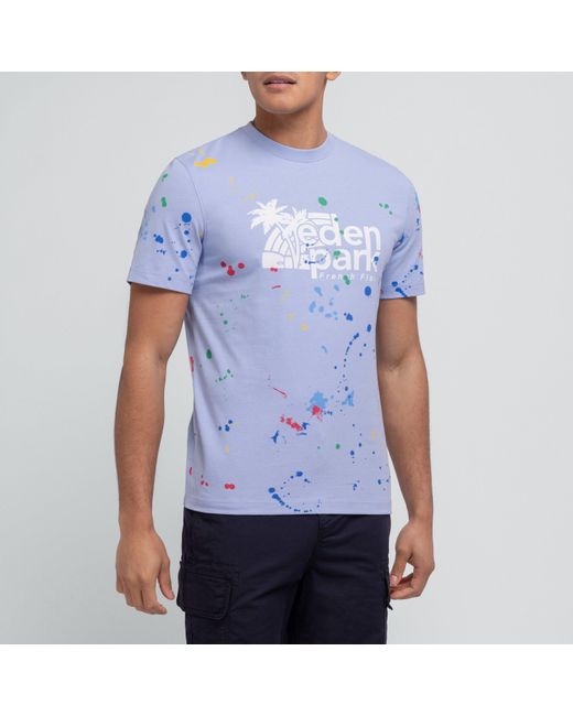 Eden Park Blue Shortsleeved Tshirt Paint Splash for men