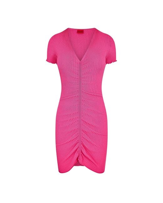HUGO Pink 10270354 01 Mini Dress