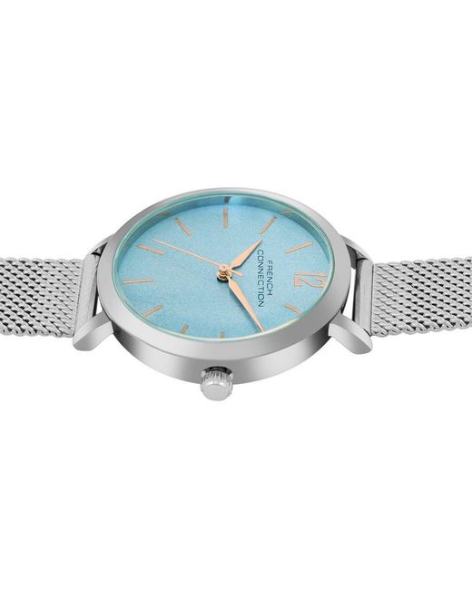 French Connection Blue Case Round Shape Strap Quartz Watch