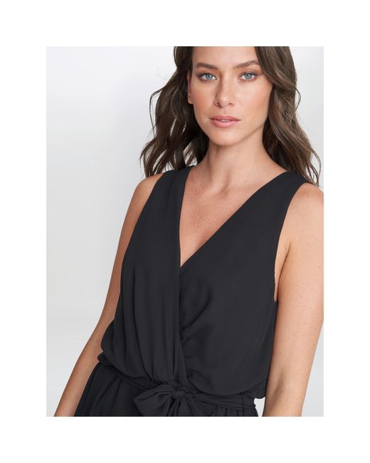 Gina Bacconi Black Imogen Sleevless Wrap Dress