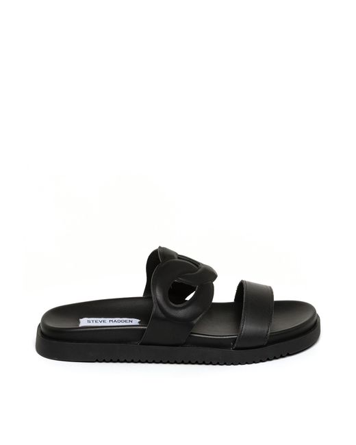 Steve Madden Black Myrtle Flat Sandals