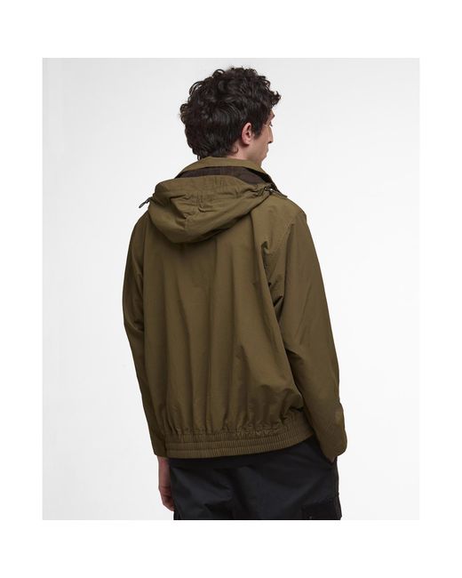Barbour Green Re Engineered Flight Bedale Showerproof Detachable Hood Rain Anorak for men