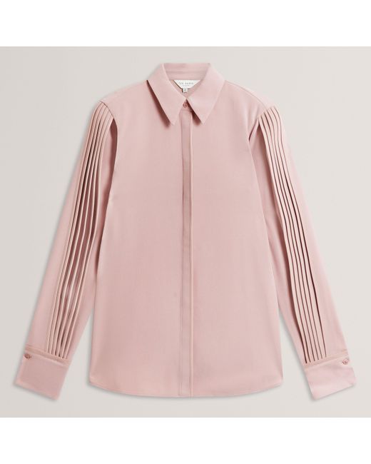 Ted Baker Pink Piping Detail Relaxed Long Sleeve Shirt