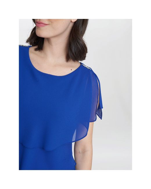 Gina Bacconi Blue Tessa Midi Tiered Cocktail Dress