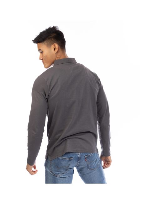 Peter Werth Gray W Chessum Long Sleeve Polo Shirt for men