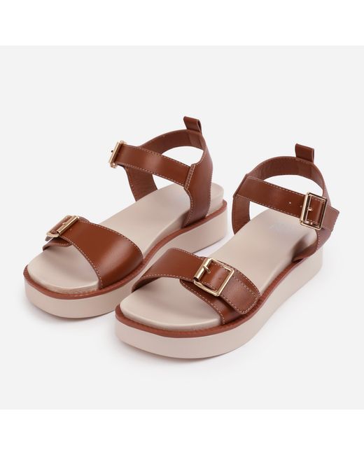 Where's That From Brown Tanpu Isabel Double-Buckle-Strap