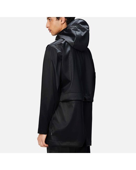 Rains Black Bold Long Trench Coat for men